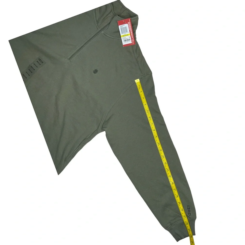 nwt izod luxury sport military green quarter zip up sweater - Picture 3 of 4
